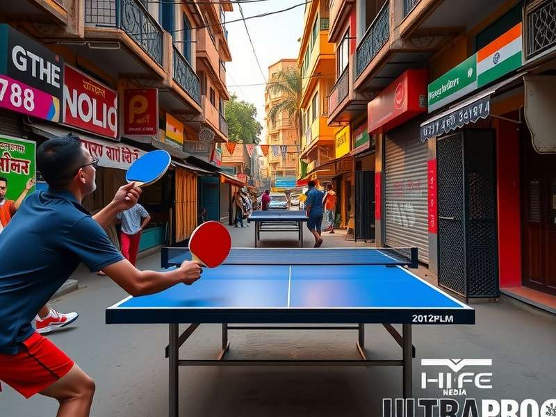 Paddle Warrior Ultra Pro Gameplay Mechanics showing the Indian Street Table Tennis System with authentic regional playing styles in a Delhi neighborhood setting